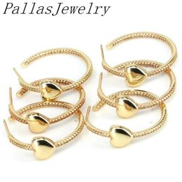 Huggie 5Pairs GoldColor Big Heart Hoop Earrings For Women CZ Micro Pave Large Round Earrings Cubic Zirconia Luxury Jewelry Gift