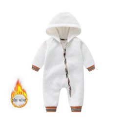 Retail Baby plus velvet thicken Cotton hoodie Romper Newborn long sleeve Christmas 024M Rompers Toddle infant bodysuit Children o1952745