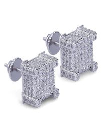 Women Luxury Designer Square Diamond Stud Earrings Mens Gold Earring Bling Iced Out Earrings Hip Hop Jewelry Fashion Accessories 25531582