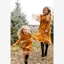 mommy and me velvet dress ruffle flutter long sleeve dresses family matching outfits