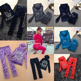 Womens Two Piece Pants Velvet Juicy Tracksuit Women Coutoure Set Track Suit Couture Juciy Coture Sweatsuits letters hooded hoodie