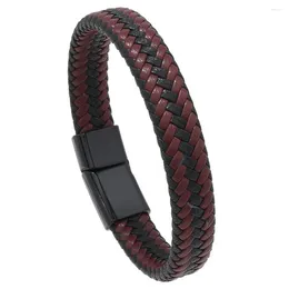 Bangle Classic Men Leather Bracelet Hand-woven Black Alloy Buckle Bangles Fashion Man Wristband Punk Jewellery Gift