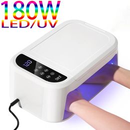 180W Nail Gel Lamp UV LED Drying Lamp Foldable Nail Dryer FastDry Detachable Base Double Hand for All Gel With Timer Auto Sensor 231227