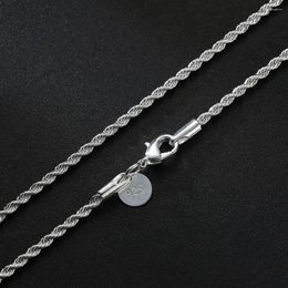 Chains 925 Sterling Silver Hip Hop 2/3/4MM 40-60cm Rope Chain Necklace Men Women Charm Wedding Party Gift Jewellery Accessories