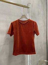 Women's T Shirts Corduroy Orange Short-sleeved Casual Fashion 2023 Summer Style 0317