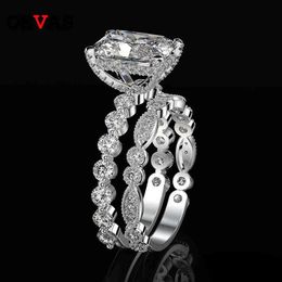 OEVAS 100% 925 Sterling Silver Wedding Rings Set For Women Sparking Created Moissanite Gemstone Diamonds Engagement Fine Jewelry3089