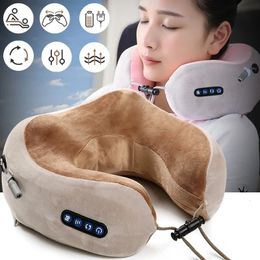 Electric Neck Massager U Shaped Pillow Multifunctional Shoulder Kneading Heating Massager Portable Travel Home Car Use Device 231227