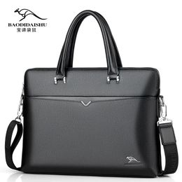Briefcases New Design Men's Business Briefcase High Quality Men Handbag 14 Inch Laptop Case Messenger Bag, Black&brown