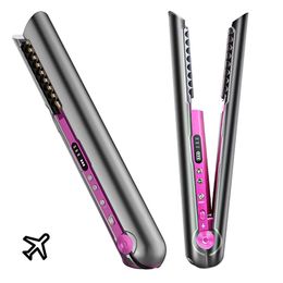 Straighteners Flat Iron Mini 2 IN 1 Roller USB 4800mah Wireless Hair Straightener with Charging Base Portable Cordless Curler Dry and Wet Uses