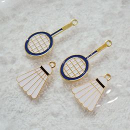 Pendant Necklaces 10PCS Badminton Racket Alloy Enamel Mini Fashion Shiny Golden Texture DIY Necklace Earring Bracelet Keychain Accessories