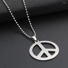 Pendant Necklaces 10 Stainless Steel Hollow Anti-war Logo Necklace Geometric Round Peace Sign GD Symbol Titanium Jewellery