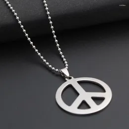 Pendant Necklaces 10 Stainless Steel Hollow Anti-war Logo Necklace Geometric Round Peace Sign GD Symbol Titanium Jewelry