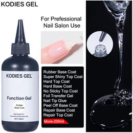 KODIES GEL Big Volume Gel Nail Polish Rubber Base Coat Top Coat Semi Permanent UV Primer Glue Refill 200ML Nail Art Salon Supply 231227
