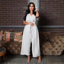 Ethnic Clothing Fashion Women Sleevelss Jumpsuit Muslim Abaya Dress Belted Romper Loose Wide Leg Pants Islamic Dubai Kaftan Overalls