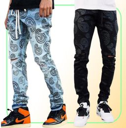 Men039s Jeans 2021 Ripped Style Streetwear Fashion Jacquard Printing Denim Trousers Casual Pencil Loose Hip Hop Pants7909531