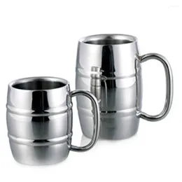 Mugs Good Quality Stainless Steel Drinkware Cups Beer Coffee Milk Tea Cup Mug Double Wall Bamboo Pattern Bar Water With Handle