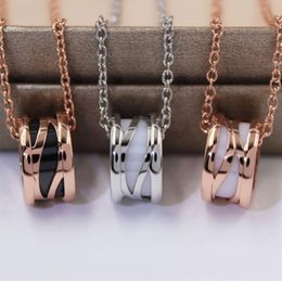 Fashion designer jewelry roman numeral ceramic pendant necklaces rose gold stainless steel mens womens necklace love with gift bag240q