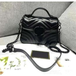 Bags Duffel Bags luxury Marmont bag Love heart V Wave Pattern Satchel Shoulder Bag black Chain Handbags Crossbody Purse Lady Leather To