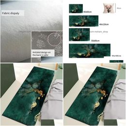 Carpets Luxury Dark Green Bedside Mat Long Nonslip Kitchen For Floor Washable Absorbent Bathroom And Toilet Doormat Drop Delivery Ho Dhjd0