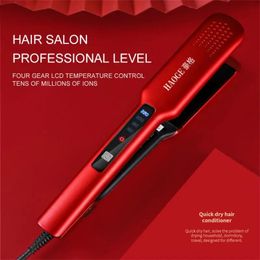 2 In 1 Professional Negative Ion Hair Straightener Brush Curling Comb With Lcd Display Hair Curling Tool Electric Styling Tool 231227