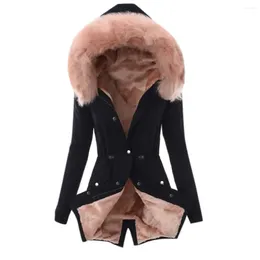 Women's Jackets Coat Warm Fashion Winter 2023 Fur Ladies Lining Thick Long Jacket Hooded Overcoat Female Casual Outerwe
