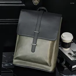 Backpack Men's Soft PU Double Shoulder Korean Fashion Trendy Casual Large-capacity Travel Business Laptop