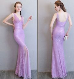 New Sexy Fashion Ballroom Prom Dresses Gown Black Long-Sleeved V-Neck Fishtail Lace Fall / Winter Formal Evening Dresses HY067