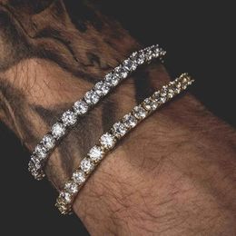 Hiphop Tennis Bracelet Homme Iced Out 3 4 5mm Cubic Zirconia Mens Crystal Chain on The Hand Hip hop Streetwear Jewelry Male H086 231226