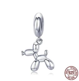 Genuine 925 Sterling Silver Balloon Dog Pendant Animal Charms Fit for Charm Bracelets Necklace Jewelry13759041106980