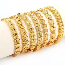 Trendy Plated Multi shape Punk Bracelet Curb Cuban Chain Gold Colour Bracelets Bangle For Men Women Jewellery Gifts 231226