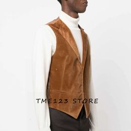 Men's Suede V-neck Single Breasted Vest Suit Jackets Gothic Chaleco Wang Steampunk Formal Man Ambo Vests for Women Male Dress