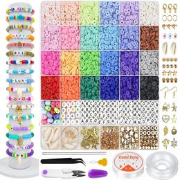 6MM Clay Beads Set Various Styles Coloured Flat Chip Clay Beads Kit For Bracelet Necklce Making DIY Jewellery Make Accessories Kit 231227