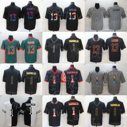 Mens Football 13 Dan Marino Jerseys 1 Tua Tagovailoa Uniform Goddess Hyphenation Shadow Flag Turn Back the Clock for Sport Fans Embroidery Colour Rush Team Sale