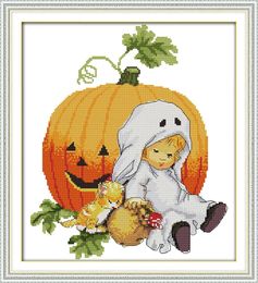 Tools Halloween Pumpkin home decor paintings ,Handmade Cross Stitch Embroidery Needlework sets counted print on canvas DMC 14CT /11CT