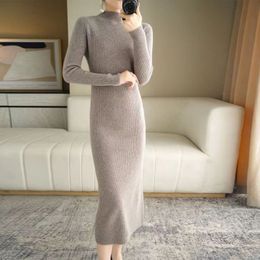 Women Package Hip Skirt Women Autumn Winter Sweater Knitted Slim Elastic Turtleneck Long Sleeve Sexy Lady Bodycon Robe Dresses Vestidos 472