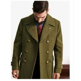 European and American Men's Clothing British Men Mid-Length Long-Sleeved Woolen Coat Autumn and Winter Woolen Coat 231226