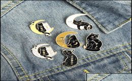 Pins Brooches Pinsbrooches Jewelry Moon Black Cat Enamel Pin For Women Fashion Dress Coat Shirt Demin Metal Brooch Pins Badges Pro6569379
