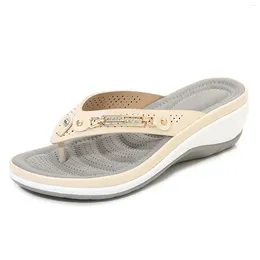 Slippers Women Thick Sole Beach Solid Colour Platform Flip Flops Suitable For Going Side Wear