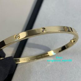 XIS diamonds Love bangle narrow version bracelet gold Au 750 18 K never fade 16-19 size with box official replica top quality luxu199S