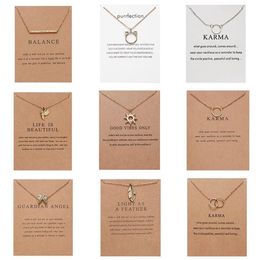 10 Styles Fashion Jewellery Women Pendant Necklace Cat Ear Angel Wings Bird Animal Circle Geometric Charm Clavicle Chains Collar315M