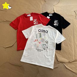 2024 Summer Loose Print T Shirt Men Women High Quality Casual Fashion Tee Black White Red T-Shirt