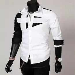 Men's Dress Shirts Fashionable Luxury High-quality Casual Office Formal T-shirt Shirt Splicing Black And White Colors With Style Tops