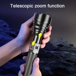 1pc 3 Lighting Modes LED Flashlight, Waterproof Zoomable Camping Lamp, Works With 18650/26650 Rechargeable Battery