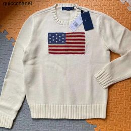 Sweaters New 23ss Ladies Knitted Sweater American Flag Sweater Winter HighEnd Luxury Fashion brand Comfortable Cotton Pullover 100% Cott