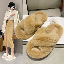 Designer Mao Mao Slippers for Women's Outwear New Korean Edition Instagram Trendy Shoes for Autumn and Winter Household Warmth Women's Cotto J37w#