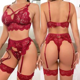 Costumes Sexy CostumesSexy Transparent Lingerie Women Underwear Erotic Bra Thongs Garters Set Lenceria Sensual Mujer Porn Hot Lace Underwea