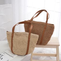 Evening Bags 2023 Autumn Women's Handbag Wicker Woven Rattan Straw Tote Shoulder Bucket Bag The Most On INS