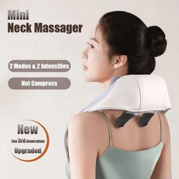 Electric Neck And Back Massager Wireless Neck Shoulder Kneading Massage Pillow Cervical Back Muscle Relaxing Massage Shawl 231227