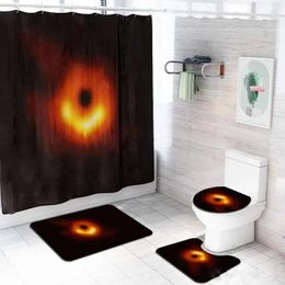 Carpets Bathroom Rugs Shower curtain Set Flannel Bath Mat Waterproof Bathing Curtain Non Slip Carpet for Toilet Set 4pcs