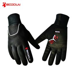 Gloves Brand Windproof Fleece Bicycle Gloves Winter MTB Bike Thermal Guantes de po Bicicleta Men Full Finger Cycling Gloves Luvas de gole